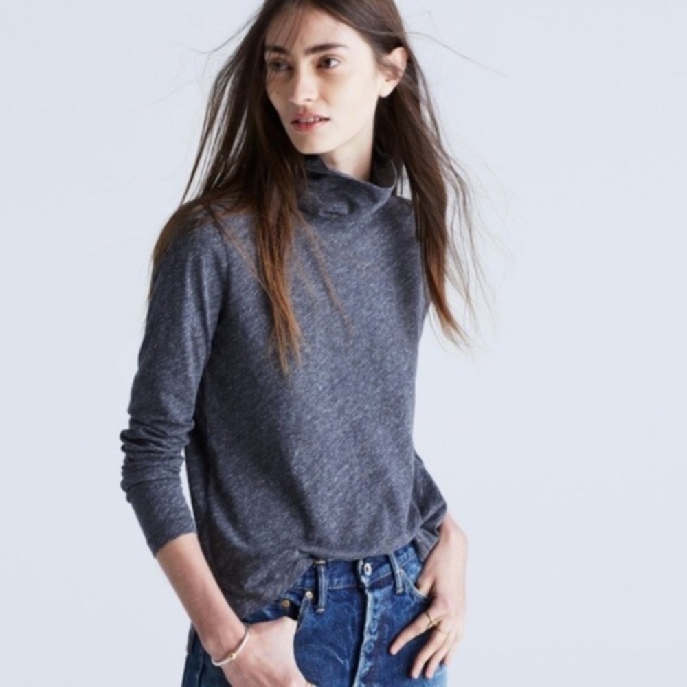 XS Madewell Whisper Cotton Dark Grey Turtleneck